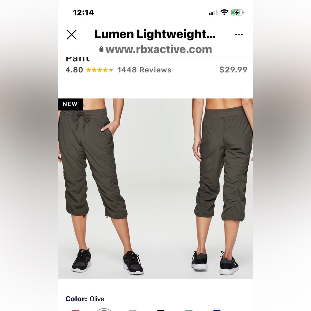 RBX Lumen Lightweight Capris in Olive